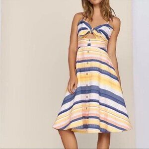 Hutch Anthropologie Marissa Cut Out Stripe Dress Size 14 Sleeveless Button Up